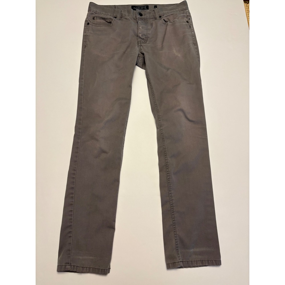 Rude Slim Straight Pants Mens 33x30 Grey Button Fly Five Pocket Edgy Casual